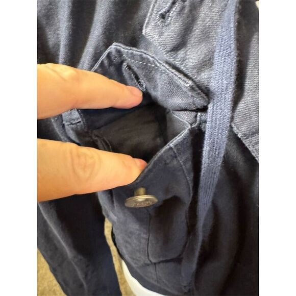 Splendid Women's Blue Denim Jacket Striped Hood. Size Small. - Picture 11 of 16